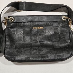 Steve Madden BCARRIE Crossbody Bag - Black Checkerboard Embossed Logo